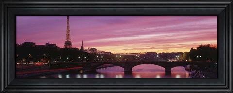 Framed Sunset, Romantic City, Eiffel Tower, Paris, France Print