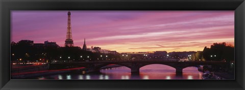 Framed Sunset, Romantic City, Eiffel Tower, Paris, France Print