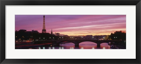 Framed Sunset, Romantic City, Eiffel Tower, Paris, France Print