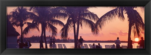 Framed Sunset on the beach, Miami Beach, Florida, USA Print