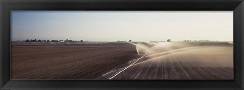 Framed USA, California, Central Valley, Irrigation in the field Print