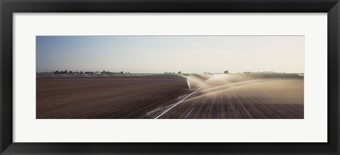 Framed USA, California, Central Valley, Irrigation in the field Print