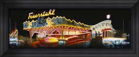 Framed Neon sign lit up at night, Oktoberfest, Munich, Bavaria, Germany Print