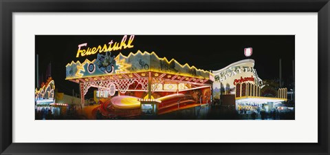 Framed Neon sign lit up at night, Oktoberfest, Munich, Bavaria, Germany Print