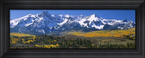 Framed Mountains covered in snow, Sneffels Range, Colorado, USA Print