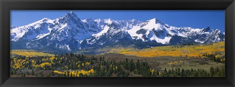 Framed Mountains covered in snow, Sneffels Range, Colorado, USA Print