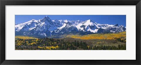 Framed Mountains covered in snow, Sneffels Range, Colorado, USA Print