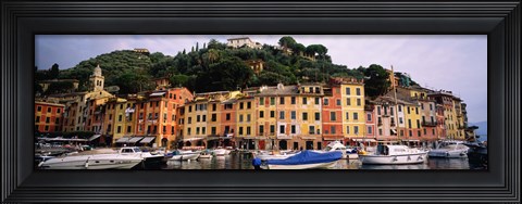Framed Harbor Houses Portofino Italy Print