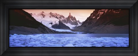 Framed Mountains covered in snow, Laguna Torre, Los Glaciares National Park, Patagonia, Argentina Print