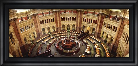 Framed High angle view of a library reading room, Library of Congress, Washington DC, USA Print