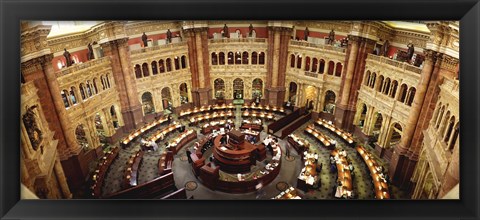 Framed High angle view of a library reading room, Library of Congress, Washington DC, USA Print