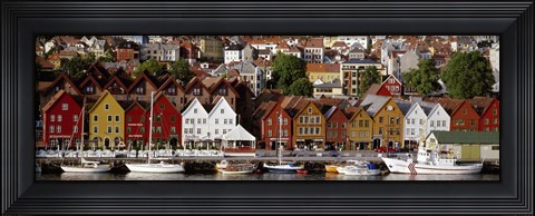 Framed Harbor in Bergen, Norway Print