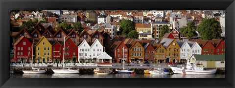 Framed Harbor in Bergen, Norway Print