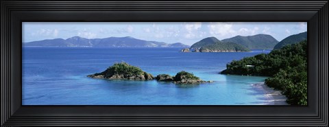 Framed US Virgin Islands, St. John, Trunk Bay, Rock formation in the sea Print