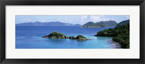 Framed US Virgin Islands, St. John, Trunk Bay, Rock formation in the sea Print