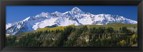 Framed Snowcapped mountains on a landscape, Wilson Peak in autum, San Juan Mountains, near Telluride, Colorado Print