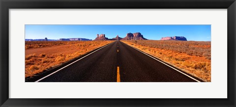 Framed Empty Road, Clouds, Blue Sky, Monument Valley, Utah, USA, Print