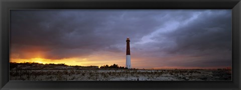 Framed Sunset, Barnegat Lighthouse State Park, New Jersey, USA Print