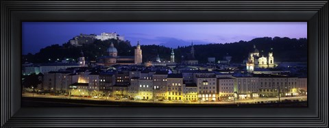 Framed Austria, Salzburg, Salzach River at dusk Print