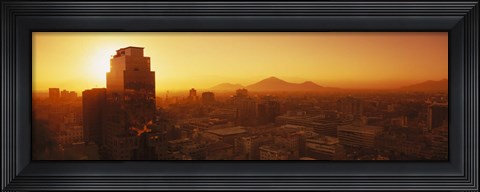 Framed Downtown, Cityscape, Santiago, Chile Print