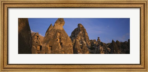 Framed Rock formations on a landscape, Uchisar, Cappadocia, Anatolia, Turkey Print