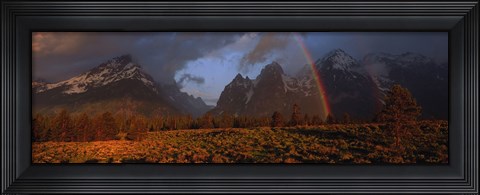 Framed Sunrise &amp; rainbow Grand Teton National Park WY USA Print