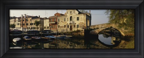 Framed Reflection of boats and houses in water, Venice, Veneto, Italy Print