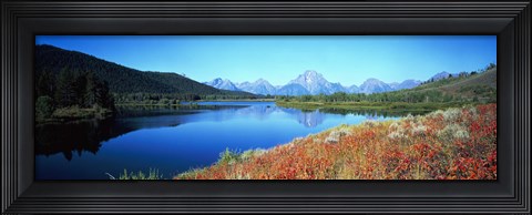 Framed Reflection of mountain in a river, Oxbow Bend, Teton Range, Grand Teton National Park, Wyoming, USA Print