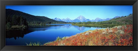 Framed Reflection of mountain in a river, Oxbow Bend, Teton Range, Grand Teton National Park, Wyoming, USA Print