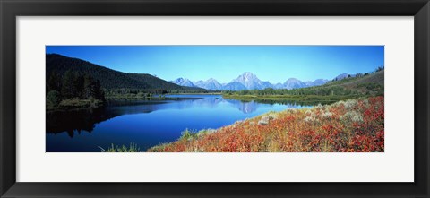 Framed Reflection of mountain in a river, Oxbow Bend, Teton Range, Grand Teton National Park, Wyoming, USA Print