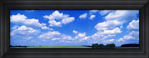 Framed Cumulus Clouds With Landscape, Blue Sky, Germany Print