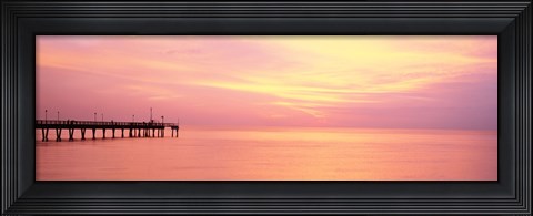 Framed Sunset At Pier, Water, Caspersen Beach, Venice, Florida, USA Print