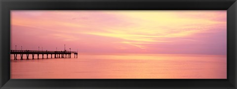 Framed Sunset At Pier, Water, Caspersen Beach, Venice, Florida, USA Print