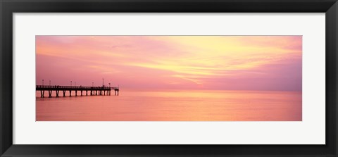 Framed Sunset At Pier, Water, Caspersen Beach, Venice, Florida, USA Print