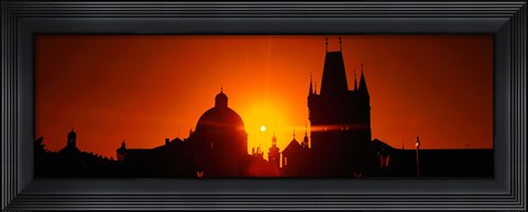 Framed Sunrise Tower Charles Bridge Czech Republic Print