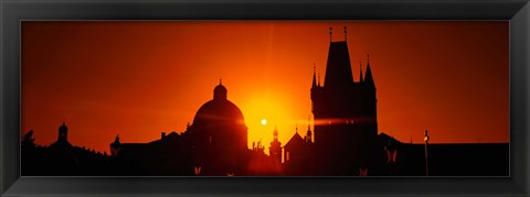 Framed Sunrise Tower Charles Bridge Czech Republic Print