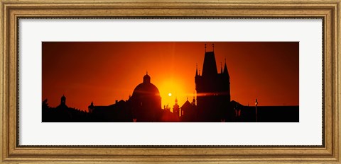 Framed Sunrise Tower Charles Bridge Czech Republic Print