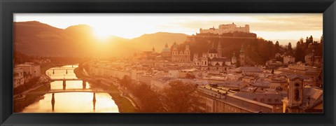 Framed Austria, Salzburg, Sunrise over Salzach River Print