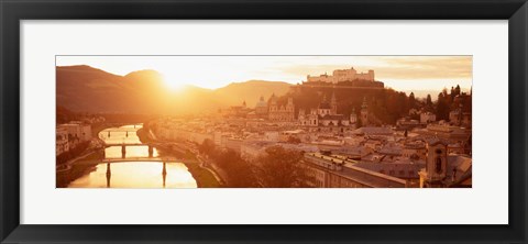 Framed Austria, Salzburg, Sunrise over Salzach River Print