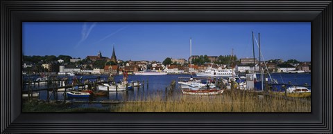 Framed Boats docked at the harbor, Flensburg Harbor, Munsterland, Germany Print