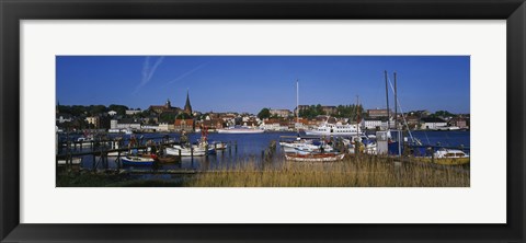 Framed Boats docked at the harbor, Flensburg Harbor, Munsterland, Germany Print