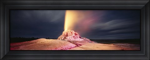 Framed Steam erupting from a geyser, White Dome Geyser, Lower Geyser Basin, Yellowstone National Park, Wyoming, USA Print