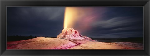 Framed Steam erupting from a geyser, White Dome Geyser, Lower Geyser Basin, Yellowstone National Park, Wyoming, USA Print