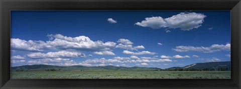 Framed Clouds and meadow, Wyoming, USA Print