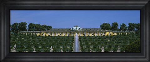 Framed Formal garden in front of a palace, Sanssouci Palace, Potsdam, Brandenburg, Germany Print