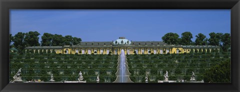 Framed Formal garden in front of a palace, Sanssouci Palace, Potsdam, Brandenburg, Germany Print