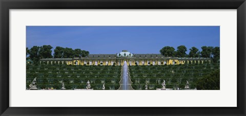 Framed Formal garden in front of a palace, Sanssouci Palace, Potsdam, Brandenburg, Germany Print