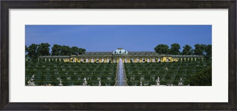 Framed Formal garden in front of a palace, Sanssouci Palace, Potsdam, Brandenburg, Germany Print