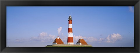 Framed Lighthouse on a landscape, Westerhever Lighthouse, Schleswig-Holstein, Germany Print