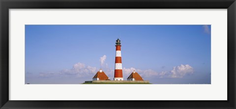 Framed Lighthouse on a landscape, Westerhever Lighthouse, Schleswig-Holstein, Germany Print